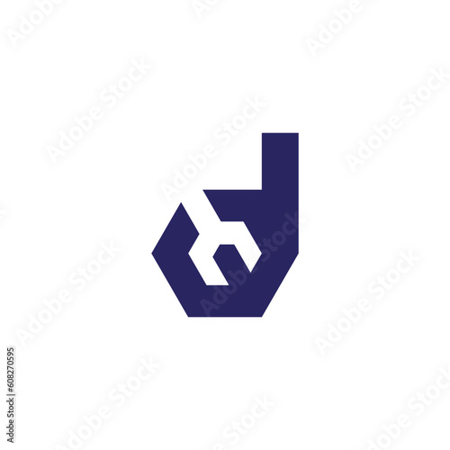 letter d simple geometric wrench logo vector