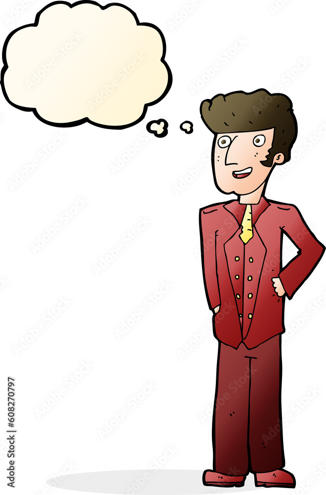 cartoon upperclass man with thought bubble