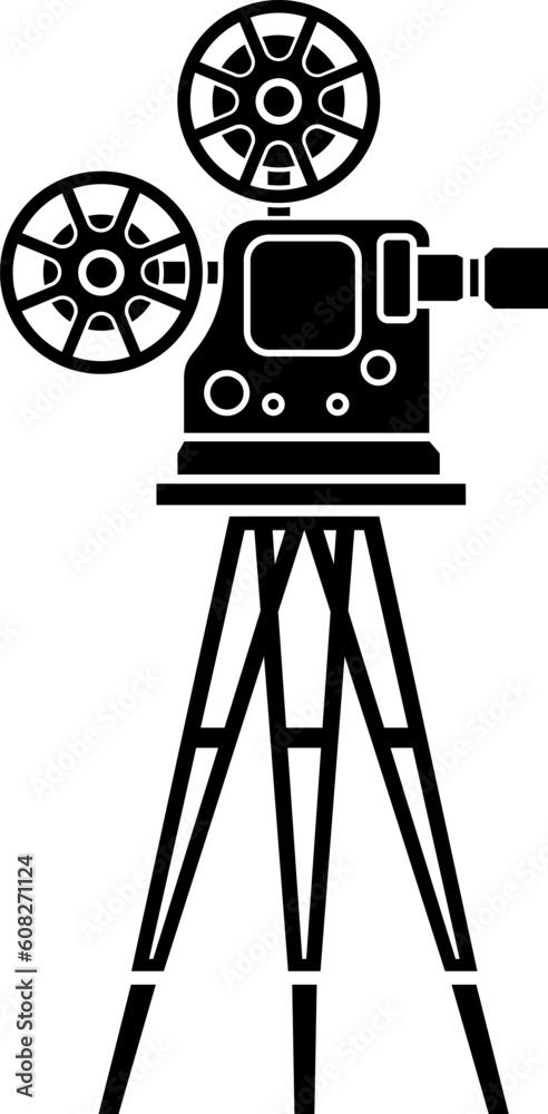 Obraz premium 古い映写機のアイコンイラスト