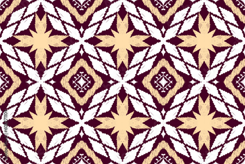 Ikat Figure aztec embroidery style. Geometric ethnic oriental traditional art pattern.Design for ethnic background,wallpaper,fashion,clothing,wrapping,fabric,element,sarong,graphic,vector illustration