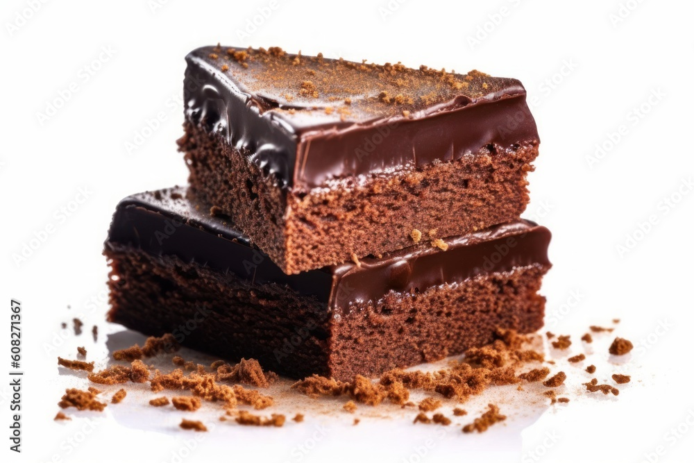 Chocolate slice. Generative AI Chocolate slice. Generative AI