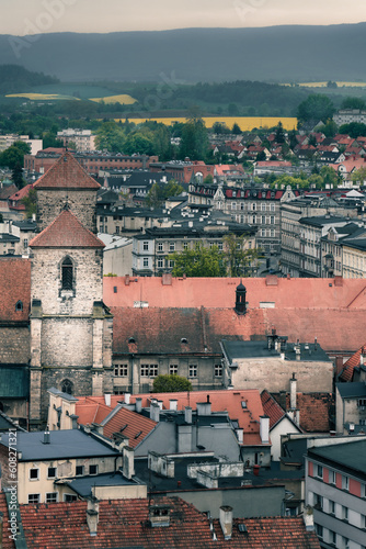 Wiew of historic european city from above. Kłodzko