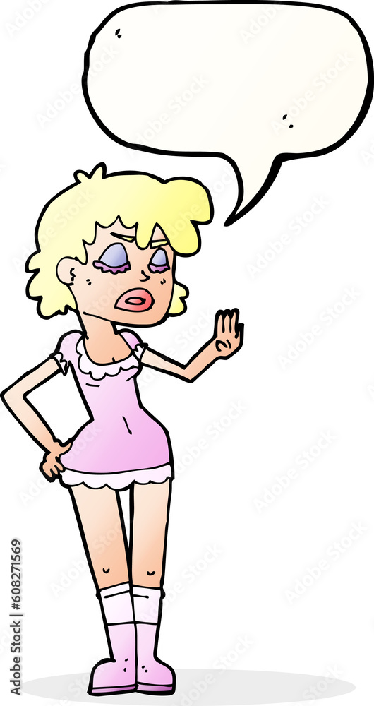 cartoon woman making dismissive gesture with speech bubble cartoon woman making dismissive gesture with speech bubble