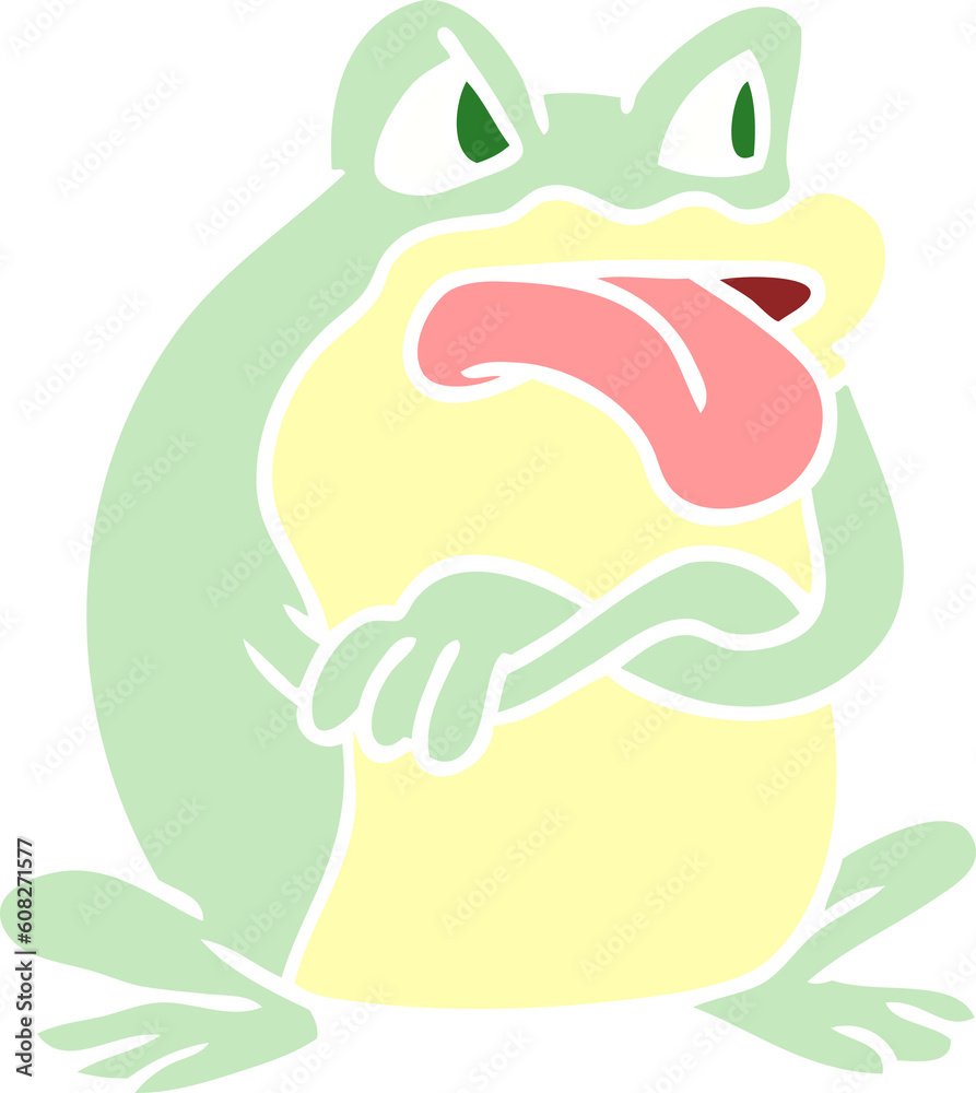 Obraz premium grumpy flat color style cartoon frog