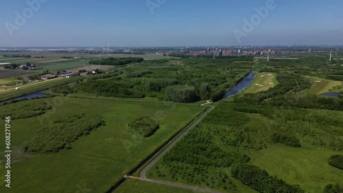 Aerial view of recreational area Bentwoud near Zoetermeer, Netherlands