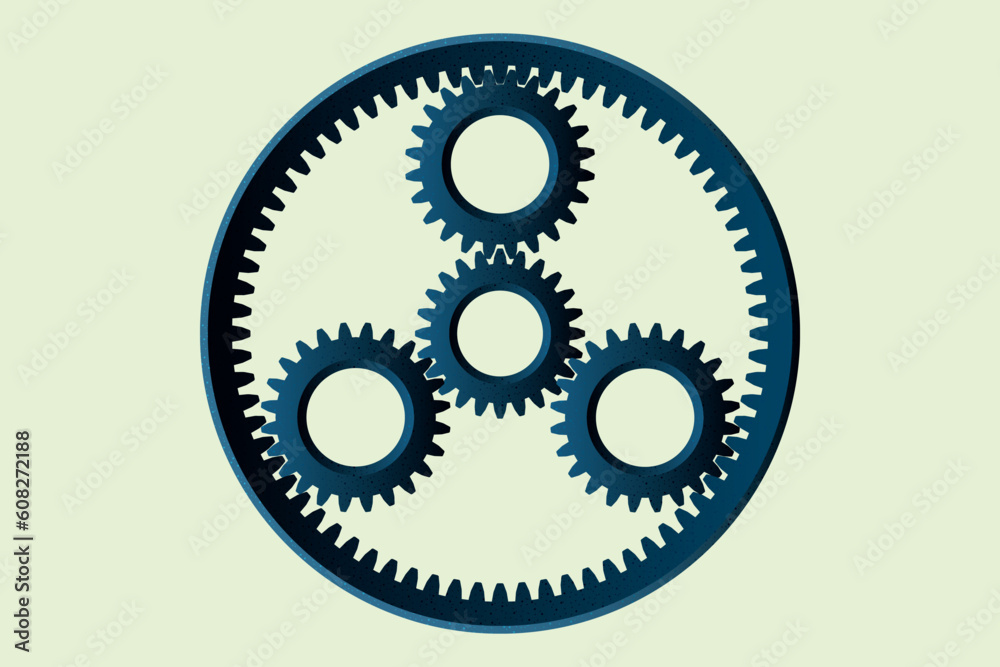 Vecteur Stock Metal gears on plain background. settings gear mechanic