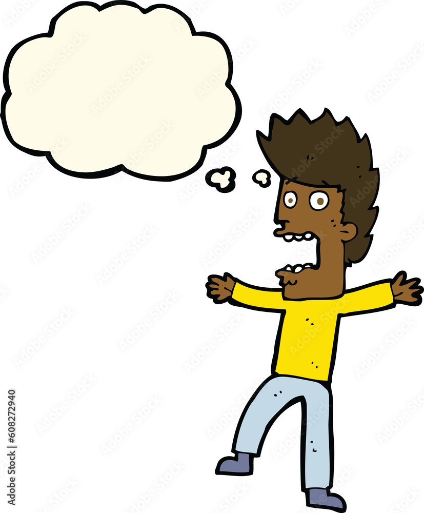 cartoon terrified man with thought bubble cartoon terrified man with thought bubble
