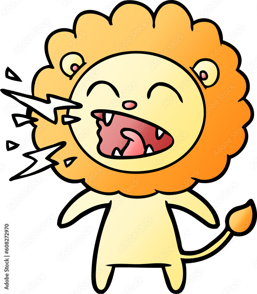 Fototapeta premium cartoon roaring lion