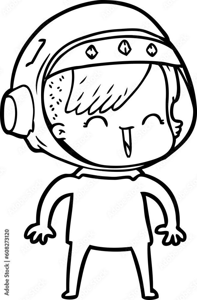 Fototapeta premium happy cartoon space girl