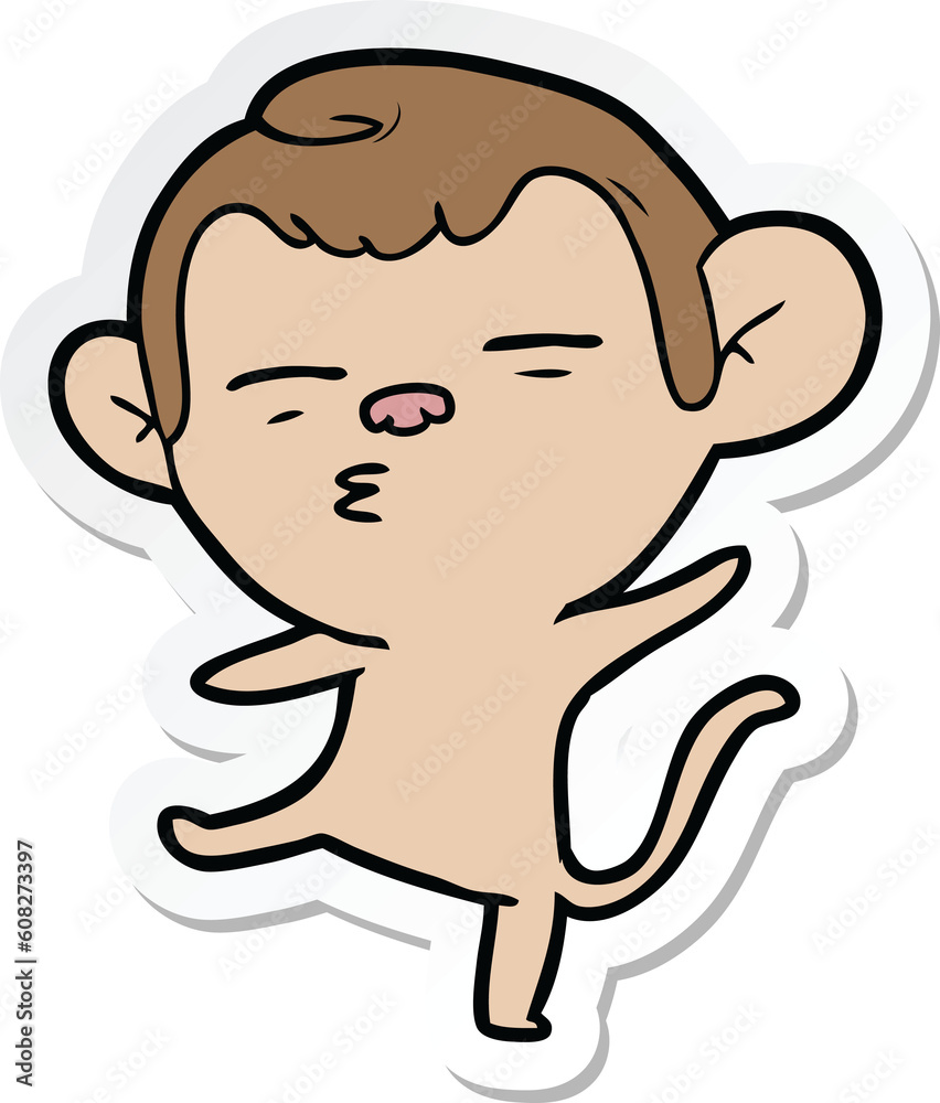 Fototapeta premium sticker of a cartoon suspicious monkey