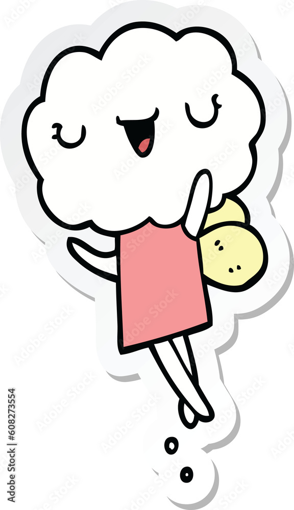 sticker of a cute cartoon cloud head creature sticker of a cute cartoon cloud head creature