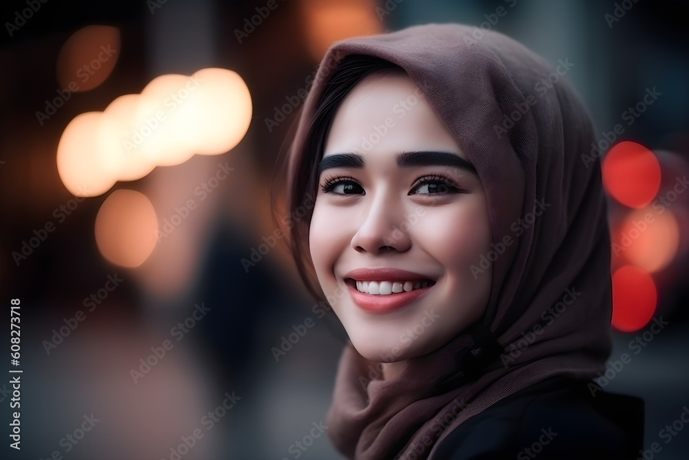 Portrait of a beautiful south east asian muslim woman wearing hijab and smiling Portrait of a beautiful south east asian muslim woman wearing hijab and smiling