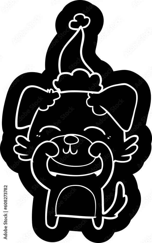quirky cartoon icon of a dog wearing santa hat quirky cartoon icon of a dog wearing santa hat