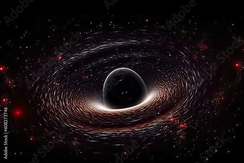 Graphical representation of a massive black hole in a distant galaxy. AI generativ