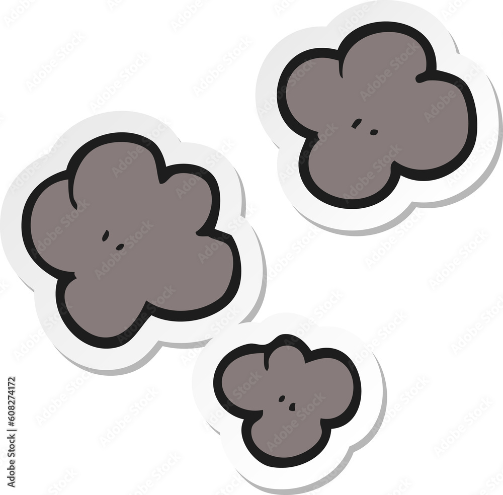 sticker of a cartoon smoke cloud symbol