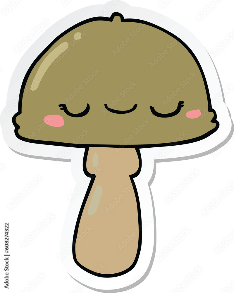 sticker of a cartoon mushroom