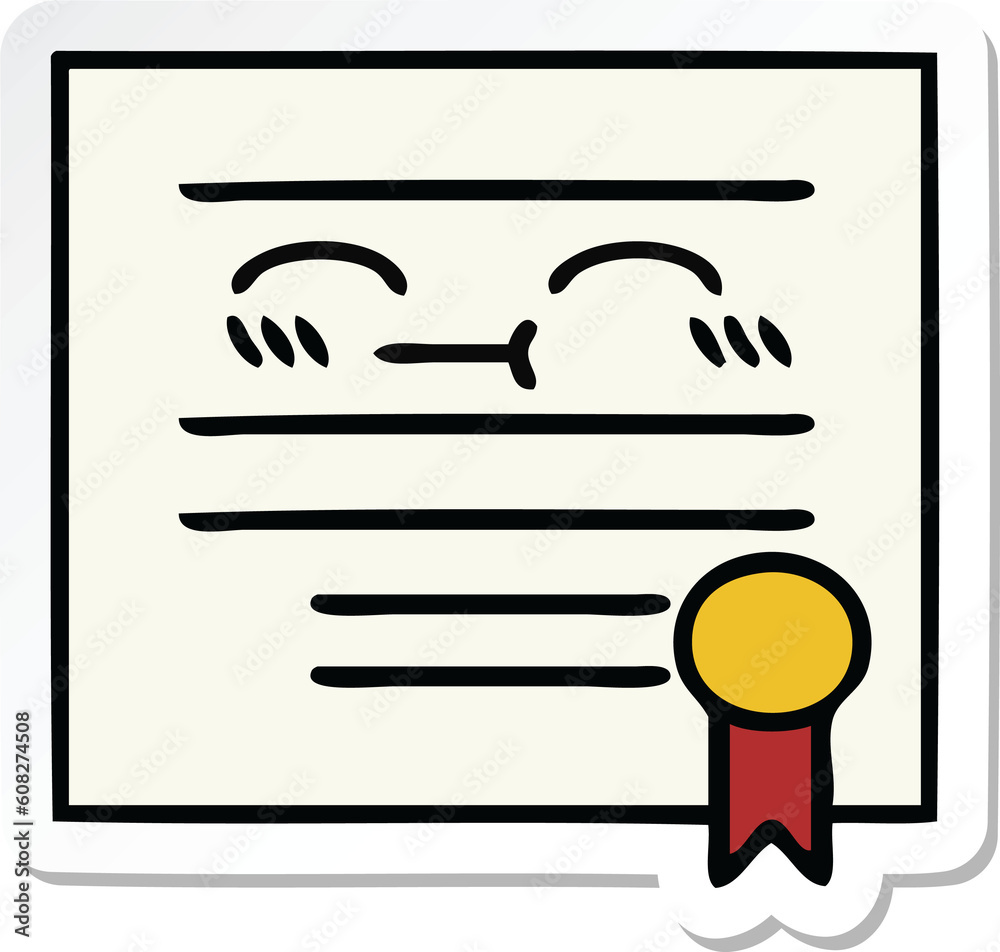 sticker of a cute cartoon graduation diploma sticker of a cute cartoon graduation diploma