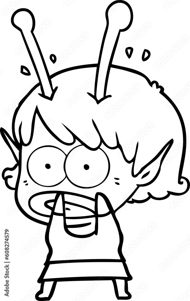 cartoon shocked alien girl cartoon shocked alien girl
