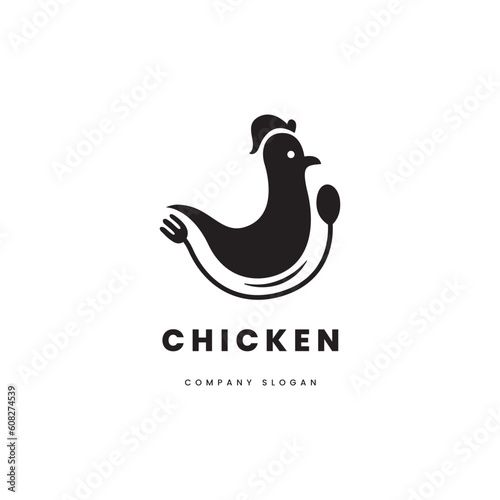 Chicken logo vector. Minimalist logo concept. Suitable for restaurants, products, farms or marketing with a chicken theme.