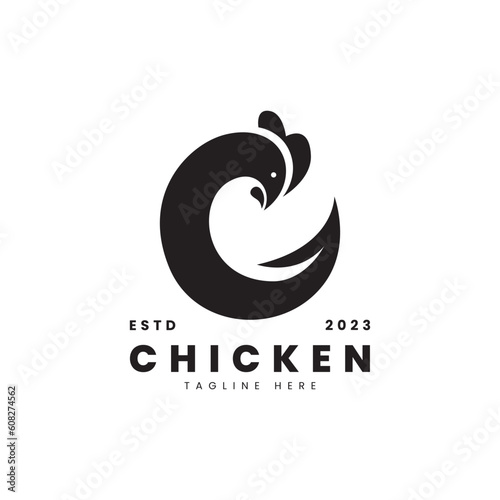 Chicken logo vector. Minimalist logo concept. Suitable for restaurants, products, farms or marketing with a chicken theme.