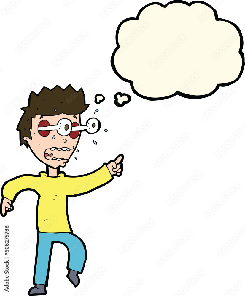 cartoon man with popping out eyes with thought bubble cartoon man with popping out eyes with thought bubble