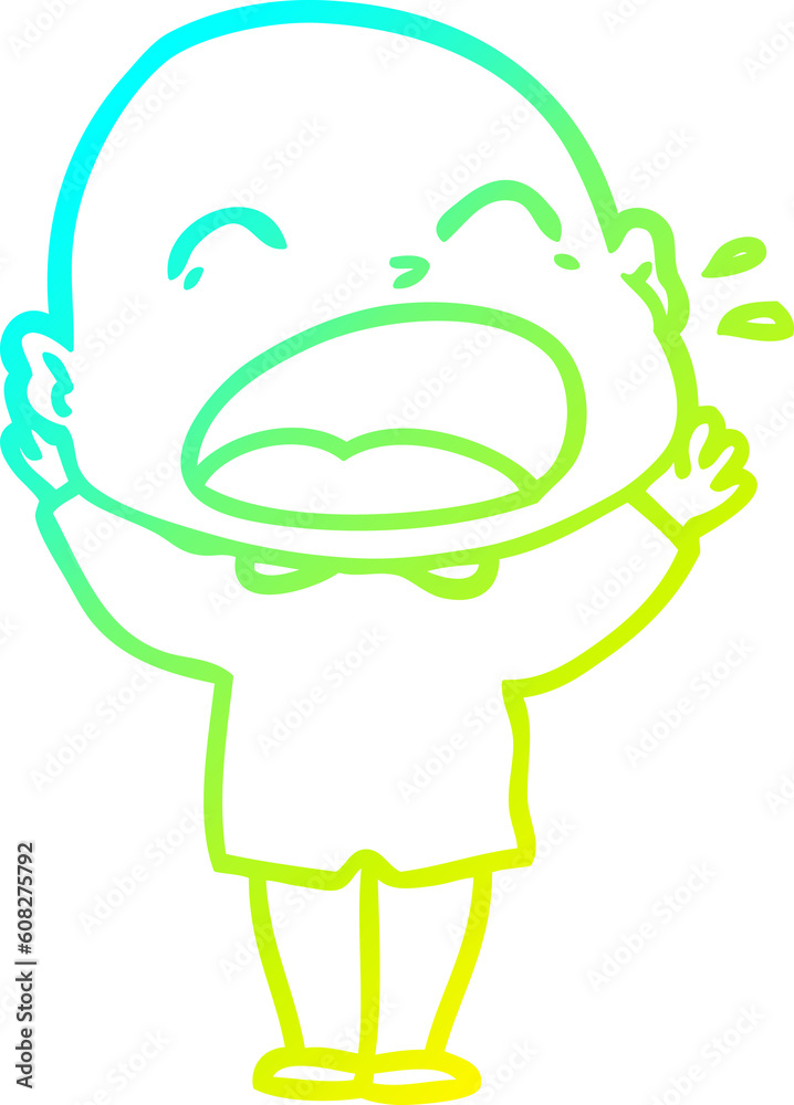 cold gradient line drawing of a cartoon shouting bald man cold gradient line drawing of a cartoon shouting bald man