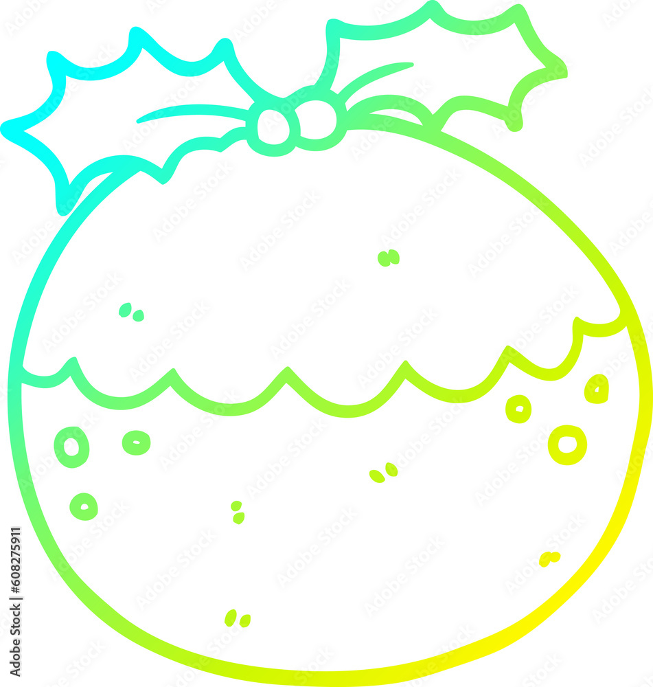 cold gradient line drawing of a cartoon christmas pudding cold gradient line drawing of a cartoon christmas pudding