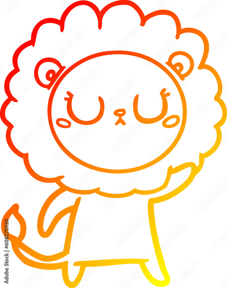 warm gradient line drawing of a cartoon lion warm gradient line drawing of a cartoon lion
