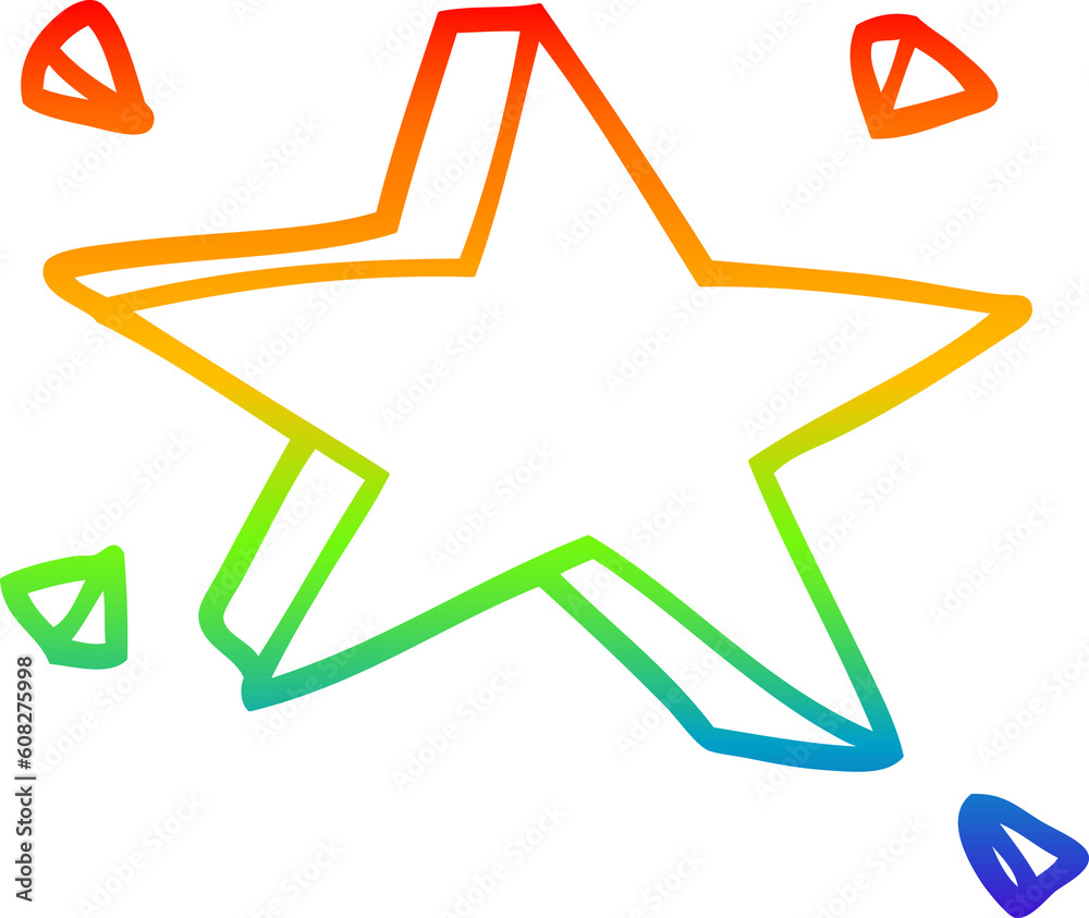 rainbow gradient line drawing of a cartoon star rainbow gradient line drawing of a cartoon star