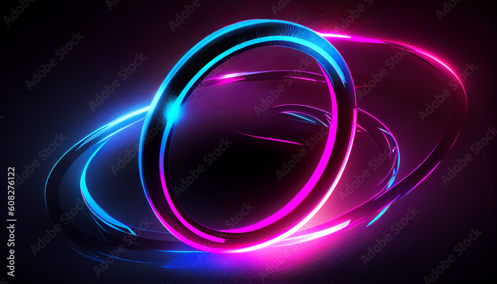Neon Ring Pink Blue Abstract background Ai generated image Neon Ring Pink Blue Abstract background Ai generated image
