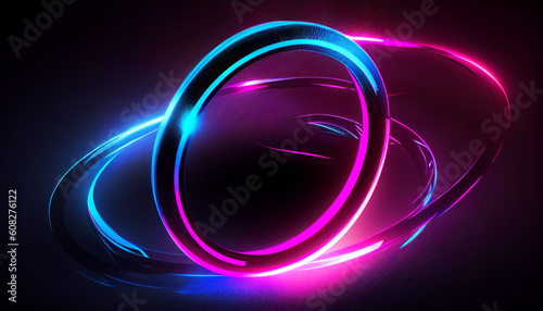 Neon Ring Pink Blue Abstract background Ai generated image