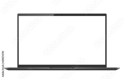 Laptop monitor mockup. Pc computer template with blank screen. Desktop isolated on white or transparent background.