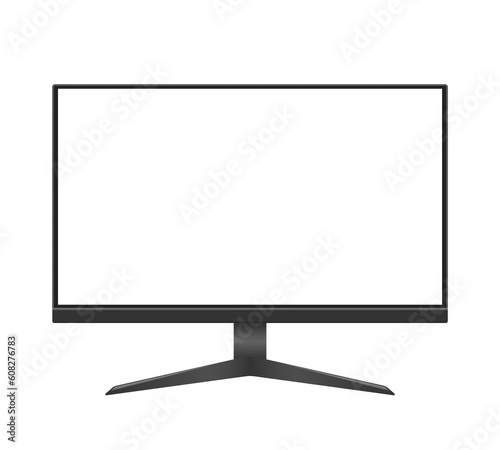 Computer monitor mockup. Pc template with blank screen. Desktop isolated on white or transparent background.