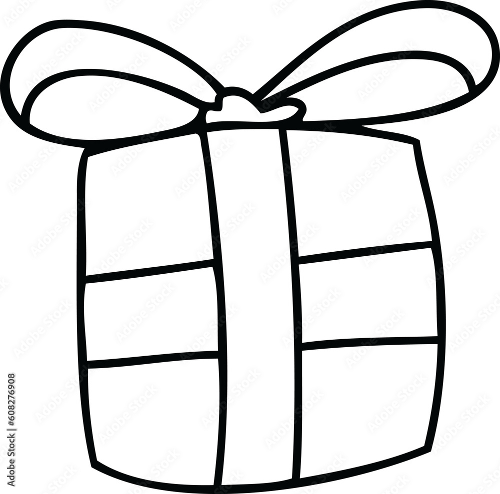 line drawing quirky cartoon present line drawing quirky cartoon present