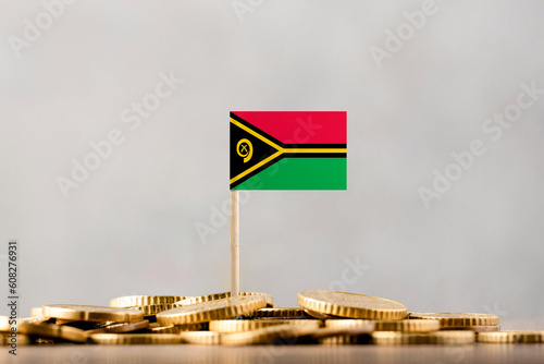 The Flag of Vanuatu with Coins.
