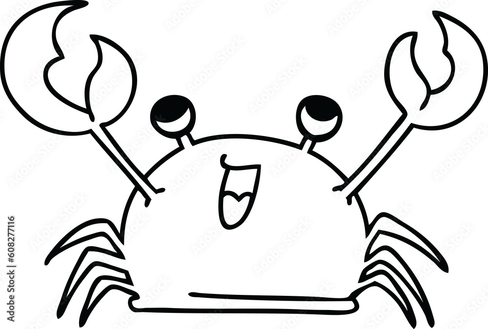 line drawing quirky cartoon happy crab line drawing quirky cartoon happy crab