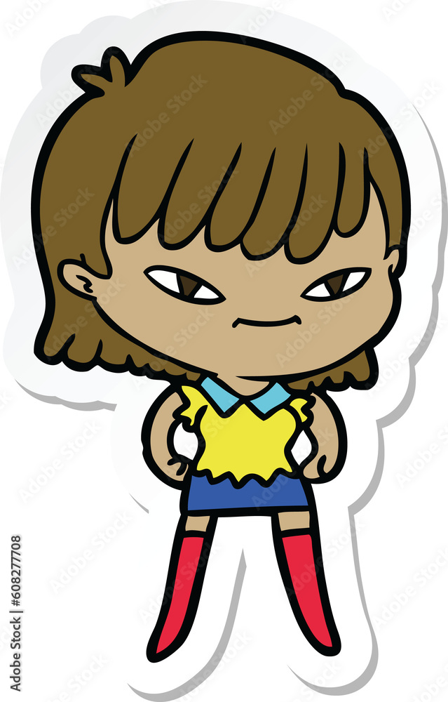 Obraz premium sticker of a cartoon woman