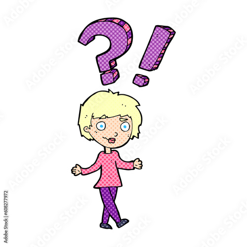Valokuva cartoon woman asking question