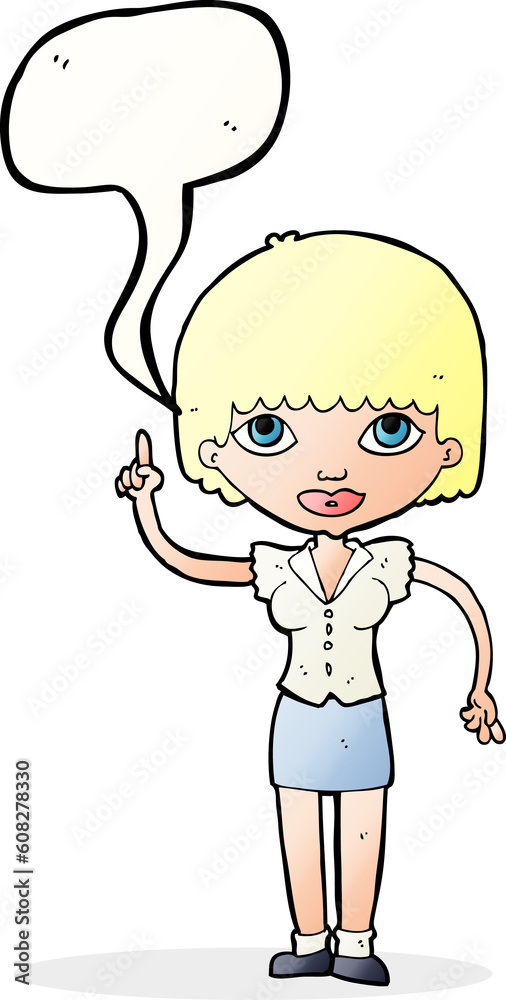 cartoon woman with idea with speech bubble cartoon woman with idea with speech bubble