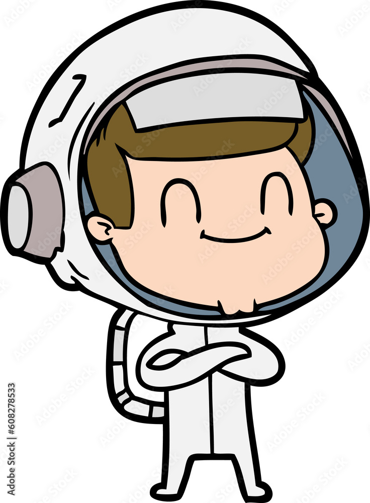 happy cartoon astronaut