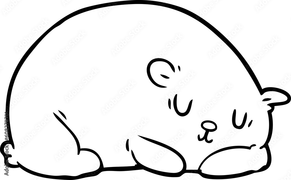 line drawing of a sleepy polar bear line drawing of a sleepy polar bear