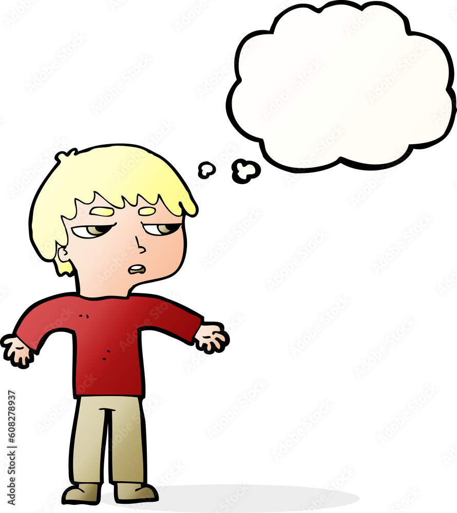 cartoon annoyed boy with thought bubble cartoon annoyed boy with thought bubble