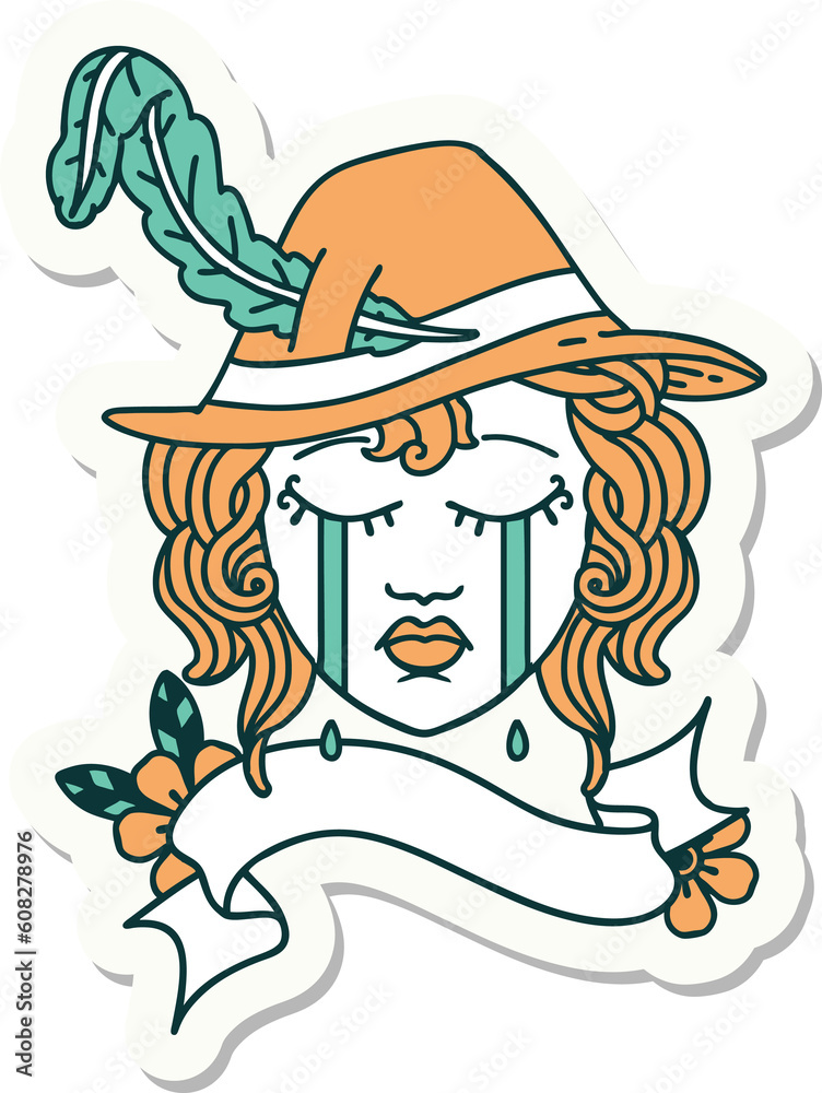 sticker of a human bard character face sticker of a human bard character face