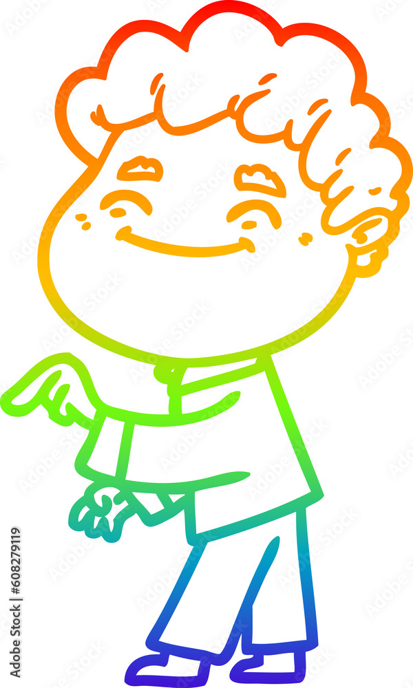 rainbow gradient line drawing of a cartoon friendly man rainbow gradient line drawing of a cartoon friendly man