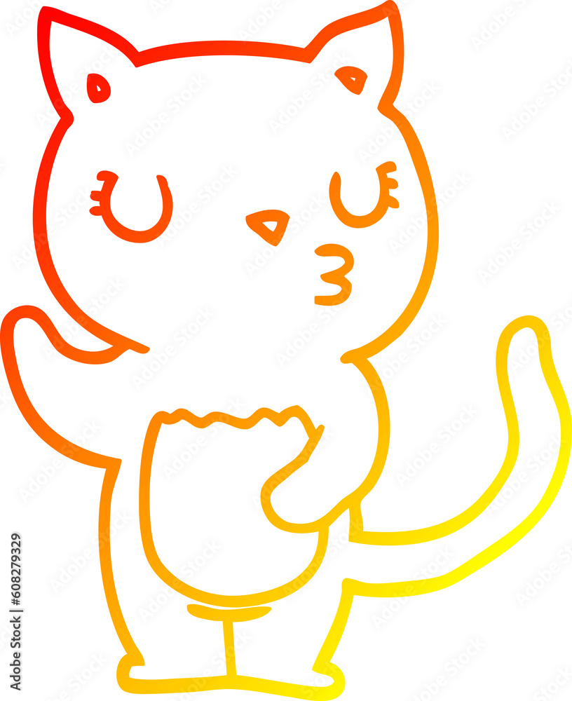 warm gradient line drawing of a cute cartoon cat warm gradient line drawing of a cute cartoon cat