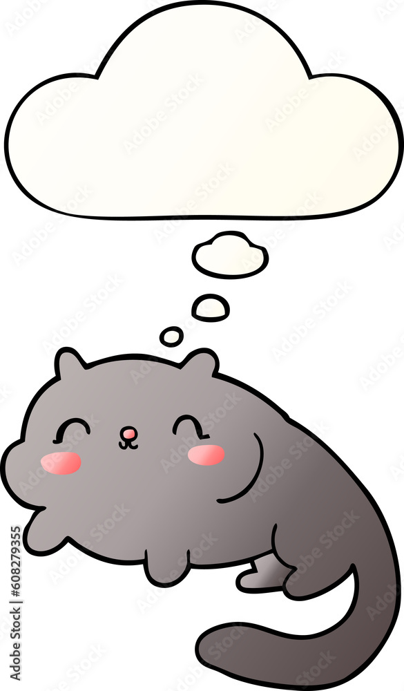 cartoon cat with thought bubble in smooth gradient style cartoon cat with thought bubble in smooth gradient style