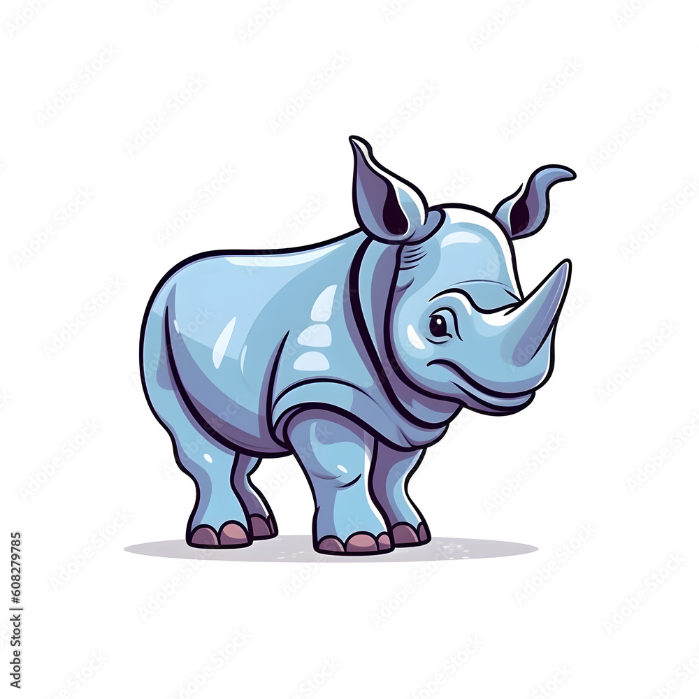 Bold and Cute: Delightful Rhino Edge Illustration