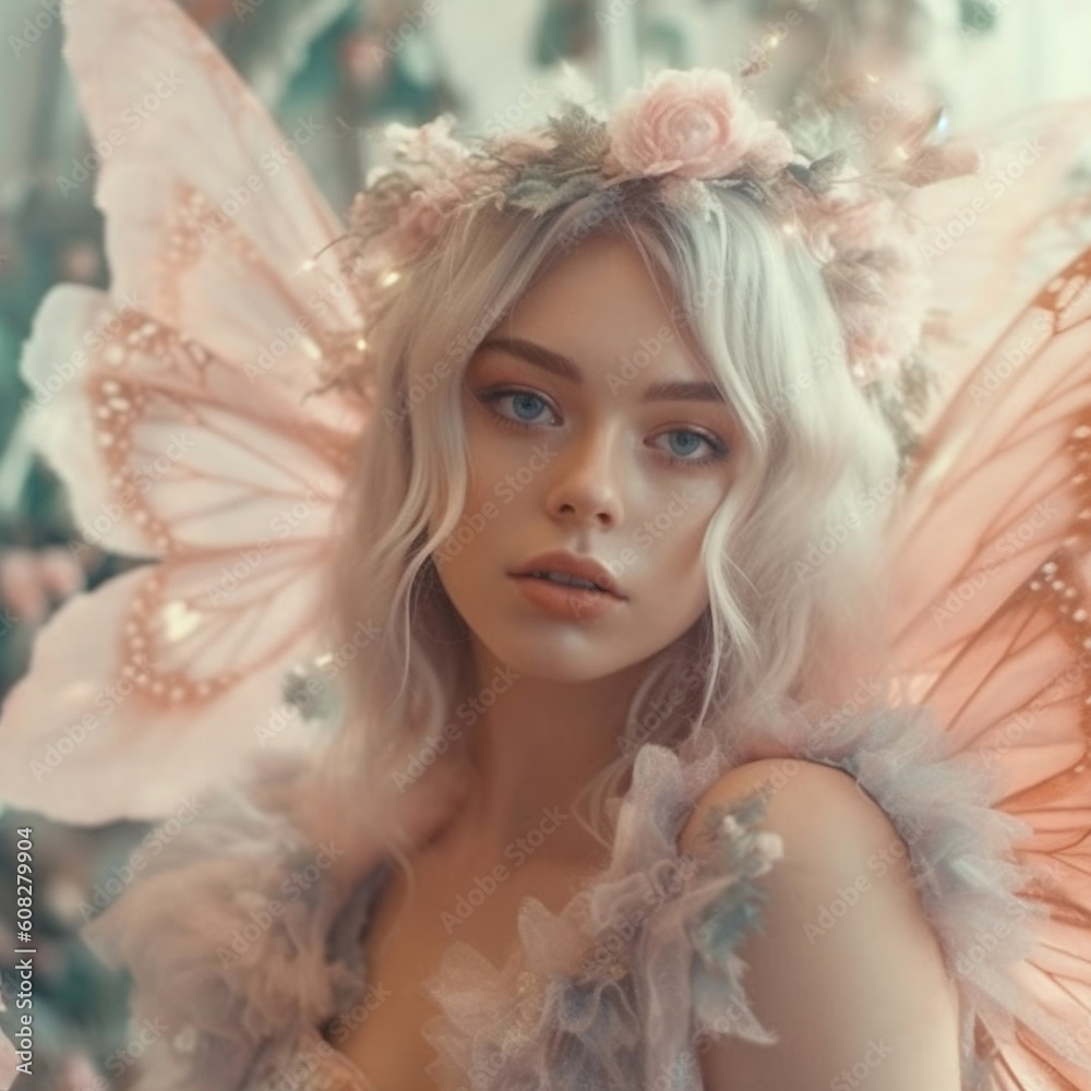 Close up portrait of Beautiful young fairy i Close up portrait of Beautiful young fairy i