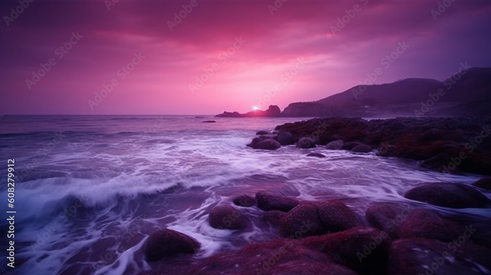 purple sunset over the sea