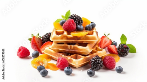 waffles with berries and Mapel syrup